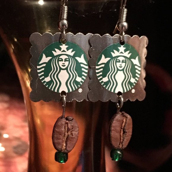 Handcrafted Jewelry - Starbuck's Coffee ☕️💚 Aluminum Can Earrings